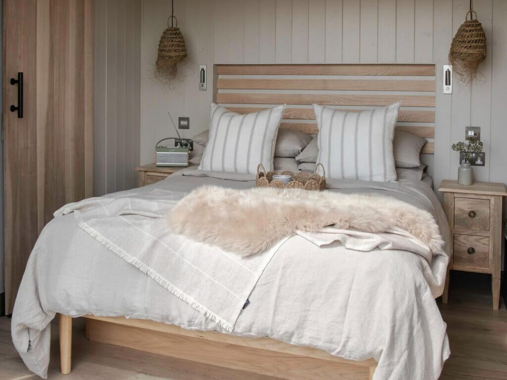King size bed at The Cabin, Matlock